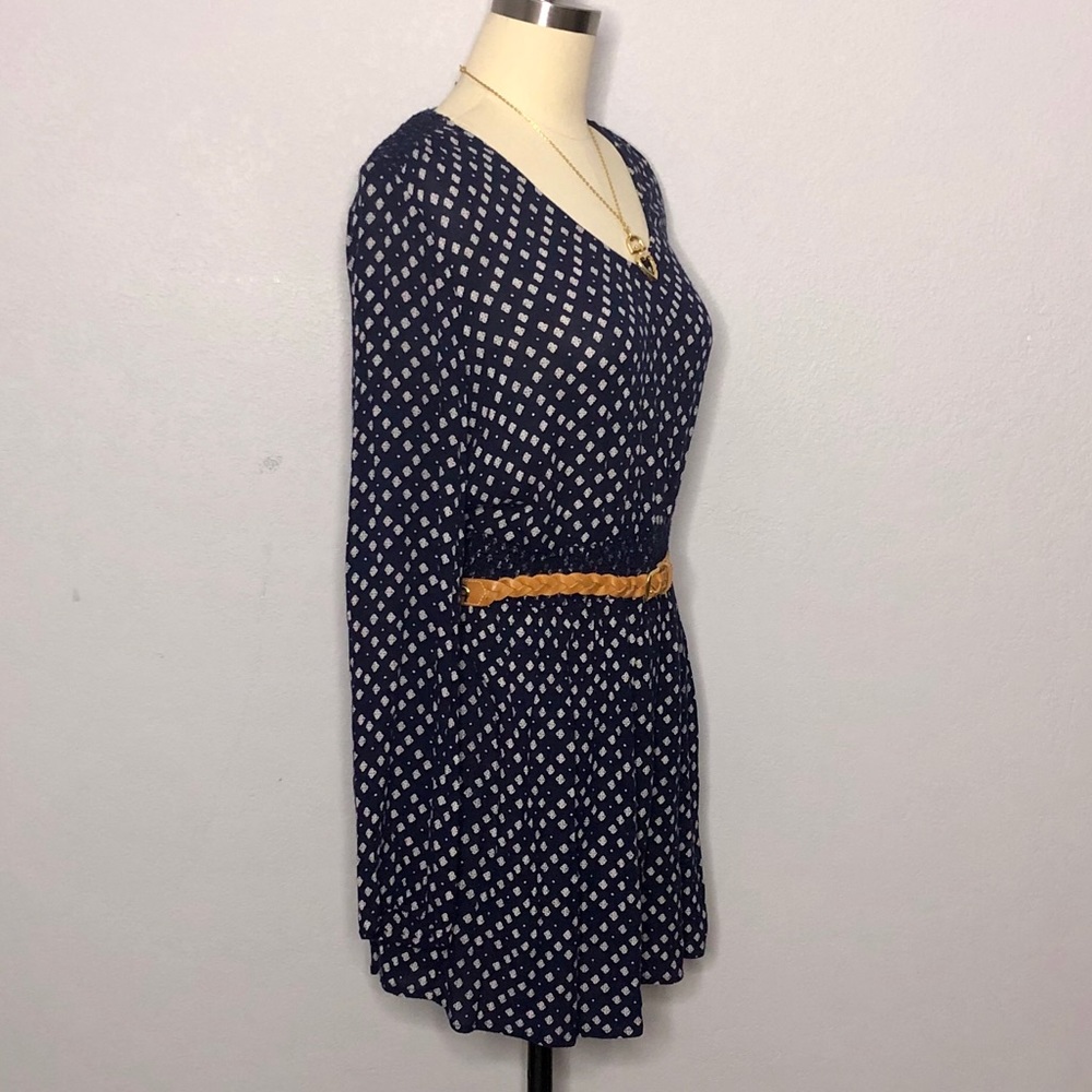 Lucky Brand XL Blue White Long Sleeve Dress